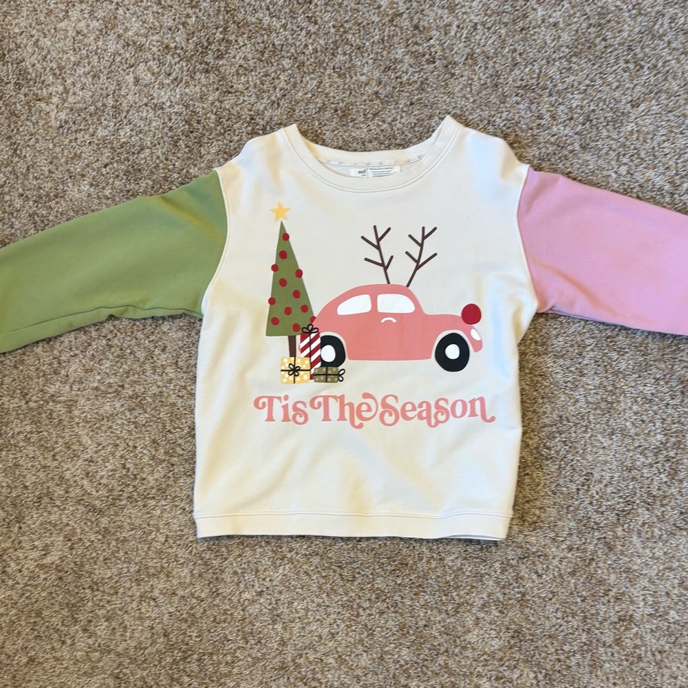 Festive Sweatshirt with Car and Tree Design